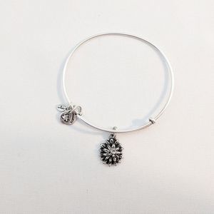 Alex & Ani Silver March Water Lily Charm Bracelet
